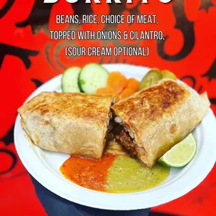 a burrito on a plate