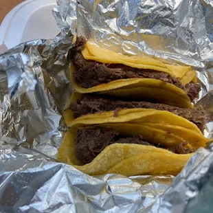 Barbacoa street tacos generously filled