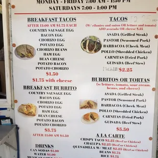 menu