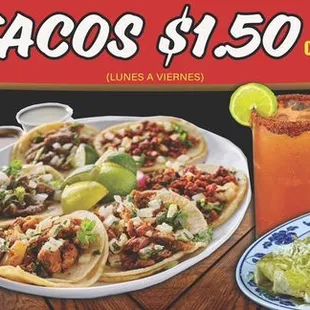 a menu for tacoss $ 50