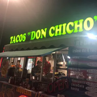 a food truck at night