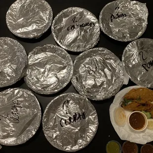 a variety of taco dishes