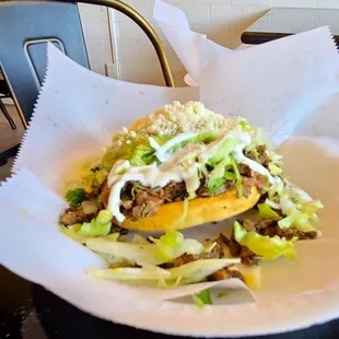 a plate of tacos on a table