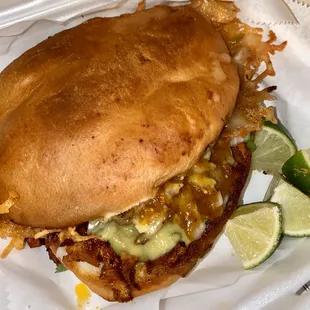 a chicken sandwich on a bun