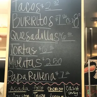 Here's picture of their menu