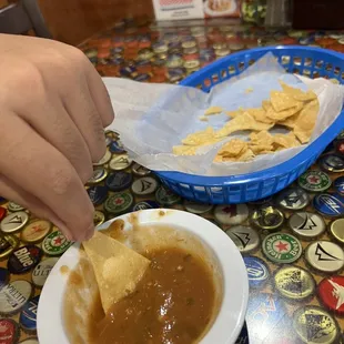 Complimentary homemade chips and salsa were good