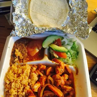 Shrimp la Diabla take out!