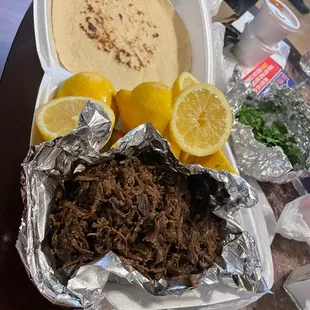 One pound of Barbacoa with corn tortillas