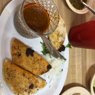Quesadilla and soup