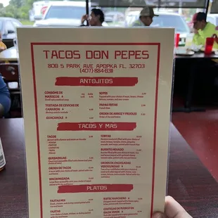 Menu side 1