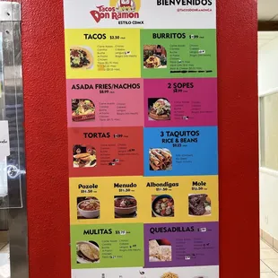 Menu as of 1/17/25