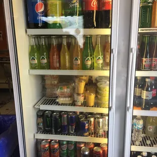 Drinks, desserts, guacamole for sale.