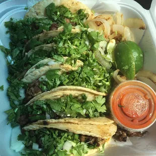 Tongue tacos! Steak tacos!