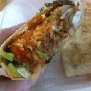 Inside the delish (and huge!) asada burrito
