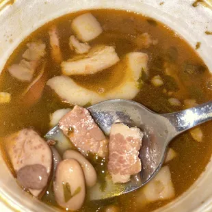 Charro beans with yummy bacon and sausage!