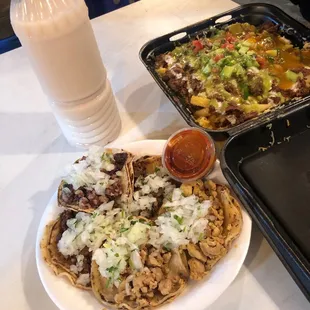 Tacos and asada fries