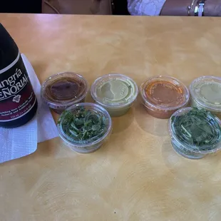 Wide variety of salsas and Mexican soft drinks