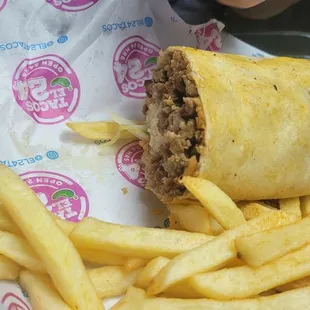 Grande Burrito half eaten already pretty good size