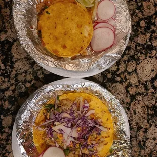 Mulita and fish taco