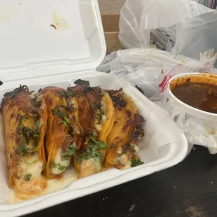 Birria Tacos &amp; consume!!! Delicious!!!