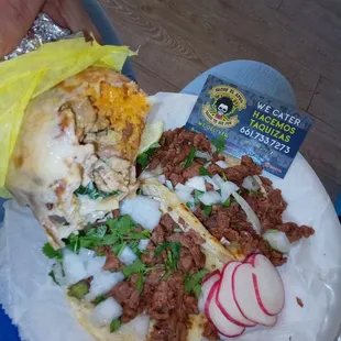 Chicken burrito and Asada tacos   Fire!!! Great food!