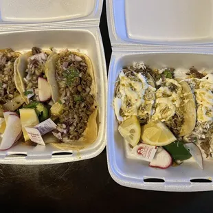My husbands regular asada and my super asada tacos... I&apos;m hooked.