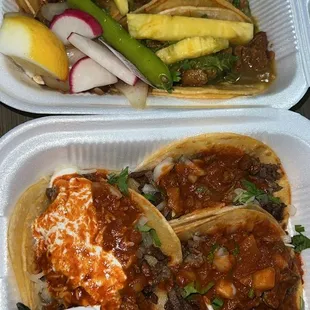 Asada tacos, asada tacos super, pastor tacos w. Pineapples
