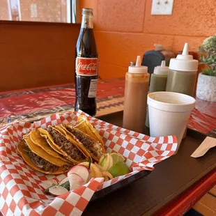 Birria tacos and Mexican Coca Cola