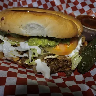 a sandwich with a pickle