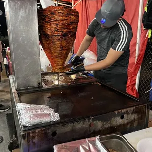 a man preparing food