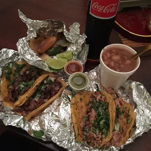 Two chicken fajitas and two carnitas