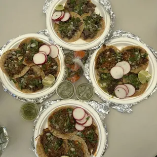 four plates of food
