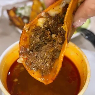 Cheesy Birria Tacos with Beef Consommé
