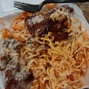 Unmelted cheese and chicken nuggets (not wings)