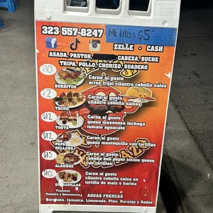 the menu for the restaurant