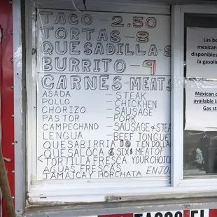 Menu as of Cinco de Mayo 2021