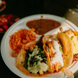 a plate of mexican food