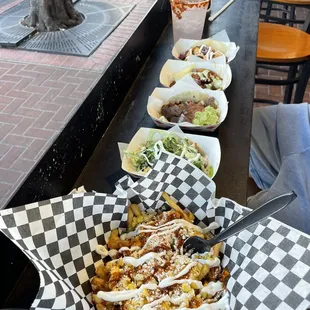 Elote Fries and tacos!