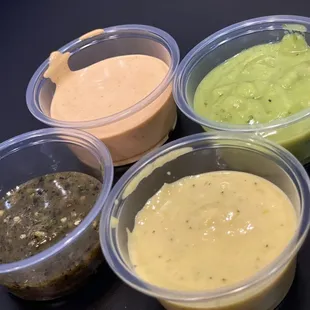 Super good salsas, the most spicy one was the bottom right one! Holy cow was it hot, but sooo good!