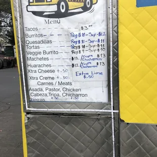 Menu posted