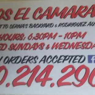 Tacos el camarada les agradece su preferencia .. thank you!!