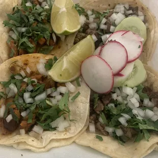 Pastor and asada tacos