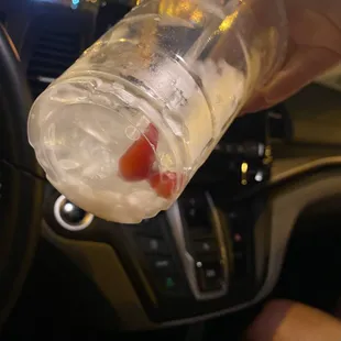 The only strawberry in my "strawberry horchata"