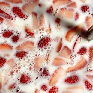 Horchata with strawberries