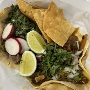 Asada taco and Cecina taco