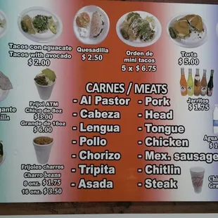Current menu as of 4/10/16