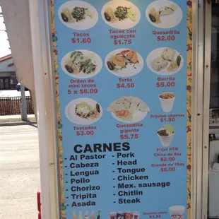 The menu