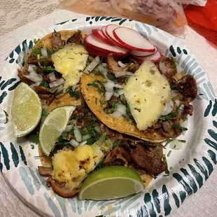Three tacos Al Pastor, how they should look.