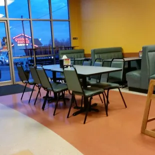 tables and chairs in a restaurant