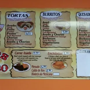 Menu on the wall. No take out menu yet.